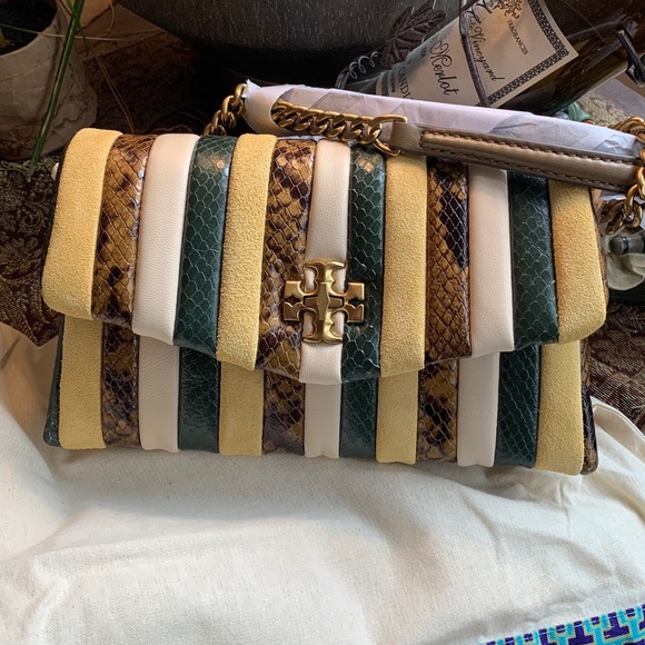 Authentic TORY BURCH Napa leather/Snakeskin/Suede turnlock flap Crosby - Picture 15 of 16